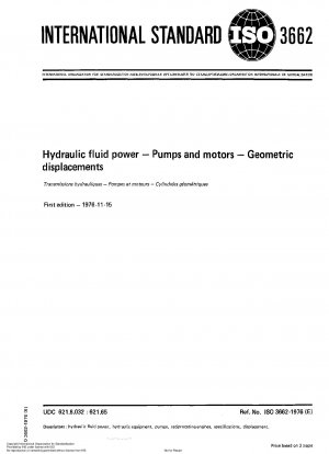 Hydraulic fluid power; Pumps and motors; Geometric displacements