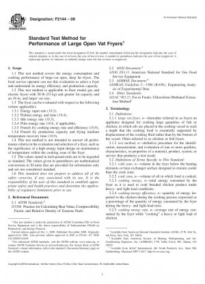 Standard Test Method for Performance of Large Open Vat Fryers