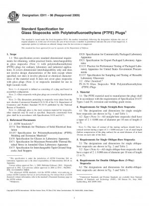 Standard Specification for Glass Stopcocks with Polytetrafluoroethylene (PTFE) Plugs