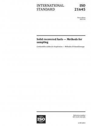 Solid recovered fuels - Methods for sampling