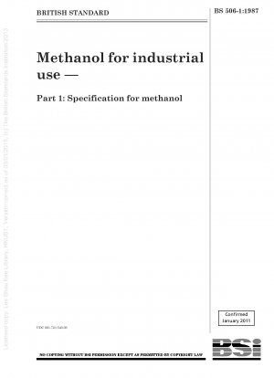 Methanol for industrial use — Part 1 : Specification for methanol
