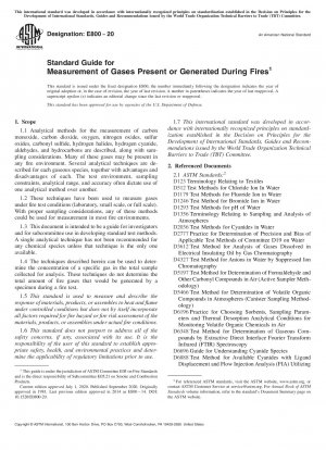 Standard Guide for Measurement of Gases Present or Generated During Fires