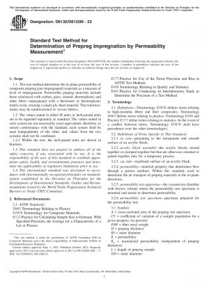 Standard Test Method for Determination of Prepreg Impregnation by Permeability Measurement