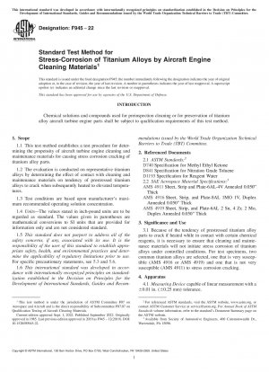 Standard Test Method for Stress-Corrosion of Titanium Alloys by Aircraft Engine Cleaning Materials
