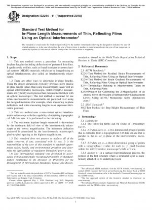 Standard Test Method for In-Plane Length Measurements of Thin, Reflecting Films Using an Optical Interferometer