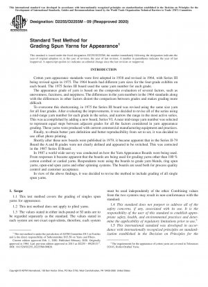 Standard Test Method for Grading Spun Yarns for Appearance