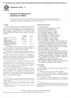 Standard Test Methods for Cadmium in Water