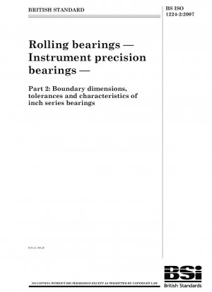 Rolling bearings - Instrument precision bearings - Boundary dimensions, tolerances and characteristics of inch series bearings