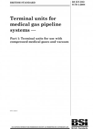 Terminal units for medical gas pipeline systems - Terminal units for use with compressed medical gases and vacuum