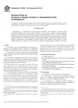 Standard Guide for Analysis of Spatial Variation in Geostatistical Site Investigations