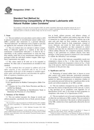 Standard Test Method for Determining Compatibility of Personal Lubricants with Natural Rubber Latex Condoms