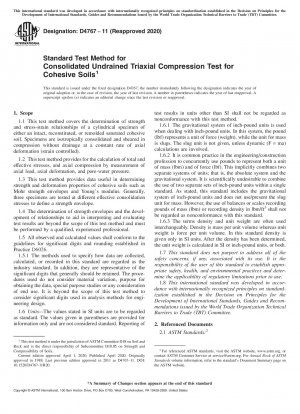 Standard Test Method for Consolidated Undrained Triaxial Compression Test for Cohesive Soils