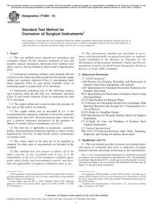 Standard Test Method for Corrosion of Surgical Instruments
