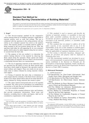 Standard Test Method for Surface Burning Characteristics of Building Materials