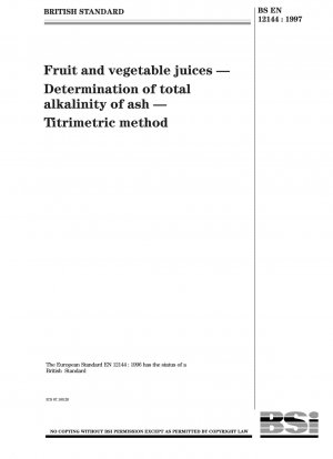 Fruit and vegetable juices - Determination of total alkalinity of ash - Titrimetric method