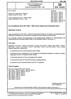 Copper and copper alloys - Forgings; German version EN 12420:1999