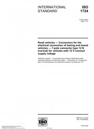 Road vehicles - Connectors for the electrical connection of towing and towed vehicles - 7-pole connector type 12 N (normal) for vehicles with 12 V nominal supply voltage