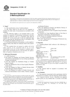Standard Specification for 2-Methoxyethanol
