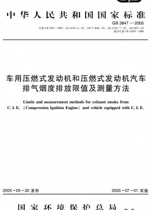 Limits and measurement methods for exhaust smoke from C.I.E. (Compression Ignition Engine) and vehicle equiped with C.I.E.