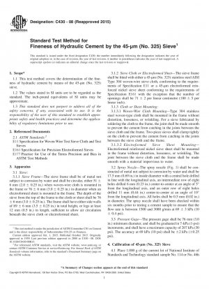 Standard Test Method for  Fineness of Hydraulic Cement by the 45-μm (No. 325) Sieve