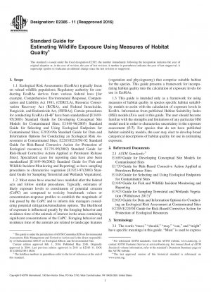 Standard Guide for Estimating Wildlife Exposure Using Measures of Habitat Quality