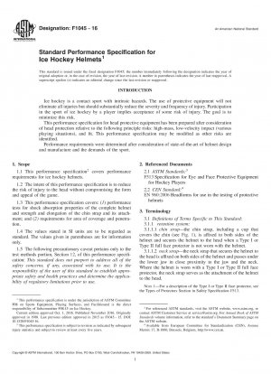 Standard Performance Specification for  Ice Hockey Helmets