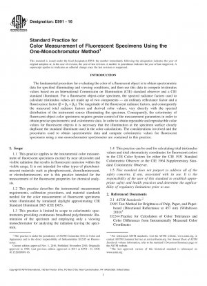 Standard Practice for Color Measurement of Fluorescent Specimens Using the One-Monochromator Method