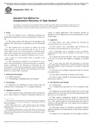 Standard Test Method for  Compression-Recovery of Tape Sealant