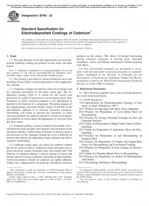 Standard Specification for Electrodeposited Coatings of Cadmium