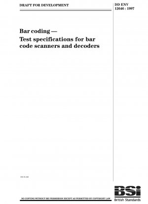 Bar coding. Test specifications for bar code scanners and decoders