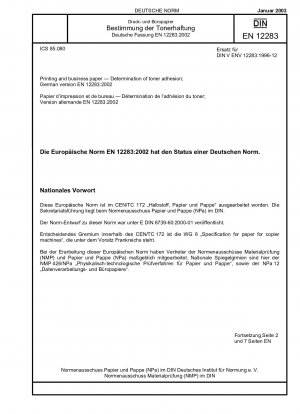 Printing and business paper - Determination of toner adhesion; German version EN 12283:2002