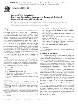 Standard Test Methods for Proximate Analysis of the Analysis Sample of Coal and Coke by Instrumental Procedures 