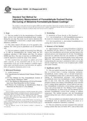 Standard Test Method for Laboratory Measurement of Formaldehyde Evolved During the Curing of Melamine-Formaldehyde-Based Coatings