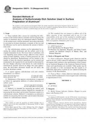 Standard Methods of  Analysis of Sulfochromate Etch Solution Used in Surface Preparation of Aluminum