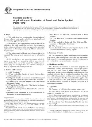 Standard Guide for  Application and Evaluation of Brush and Roller Applied Paint   Films