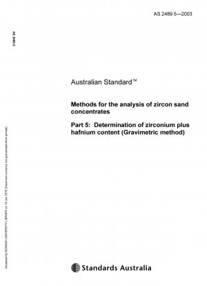 Methods for the analysis of zircon sand concentrates - Determination of zirconium plus hafnium content (Gravimetric method)