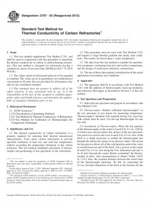 Standard Test Method for  Thermal Conductivity of Carbon Refractories