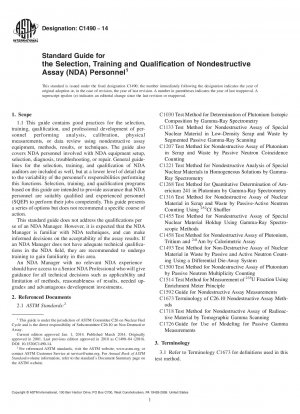 Standard Guide for  the Selection, Training and Qualification of Nondestructive  Assay 40;NDA41; Personnel