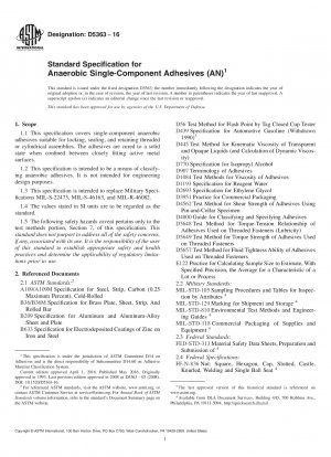 Standard Specification for Anaerobic Single-Component Adhesives (AN)