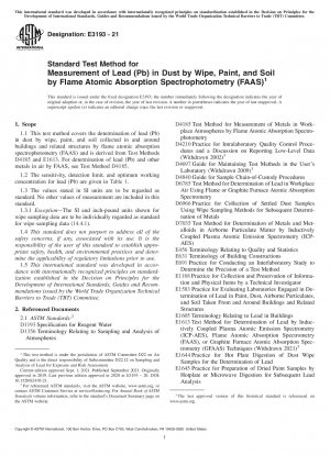 Standard Test Method for Measurement of Lead (Pb) in Dust by Wipe, Paint, and Soil by Flame Atomic Absorption Spectrophotometry (FAAS)