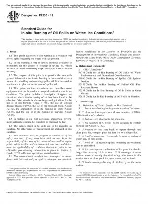 Standard Guide for In-situ Burning of Oil Spills on Water: Ice Conditions