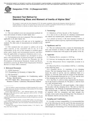 Standard Test Method for Determining Mass and Moment of Inertia of Alpine Skis