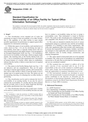 Standard Classification for Serviceability of an Office Facility for Typical Office Information Technology