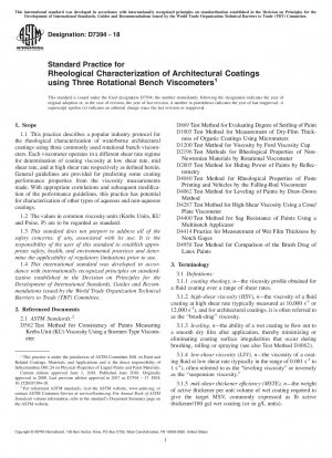 Standard Practice for Rheological Characterization of Architectural Coatings using Three Rotational Bench Viscometers