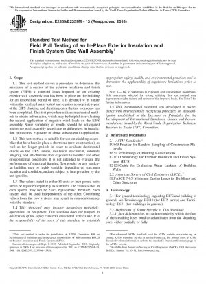 Standard Test Method for Field Pull Testing of an In-Place Exterior Insulation and Finish System Clad Wall Assembly