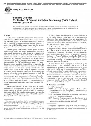Standard Guide for Verification of Process Analytical Technology (PAT) Enabled Control Systems