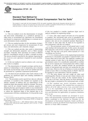 Standard Test Method for Consolidated Drained Triaxial Compression Test for Soils