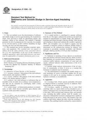 Standard Test Method for Sediments and Soluble Sludge in Service-Aged Insulating Oils