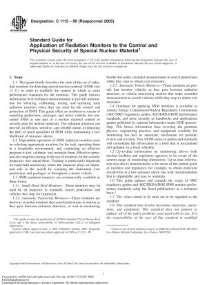 Standard Guide for Application of Radiation Monitors to the Control and Physical Security of Special Nuclear Material 