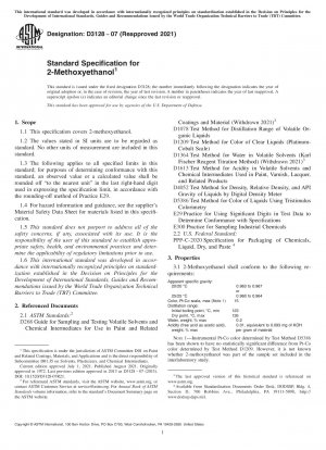 Standard Specification for  2-Methoxyethanol